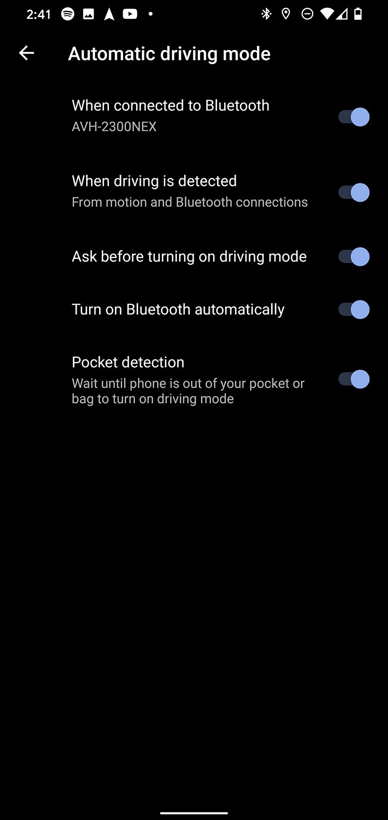 Google Driving Mode Settings