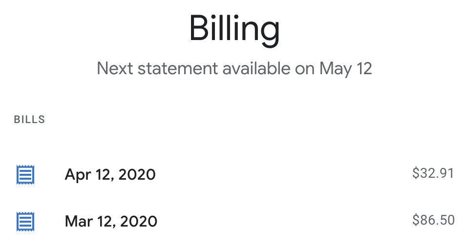 Google Fi billing screen