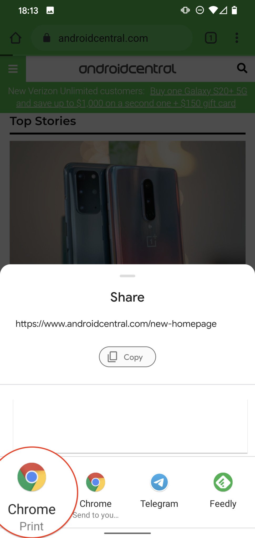 Select Print From Share Menu On Phone