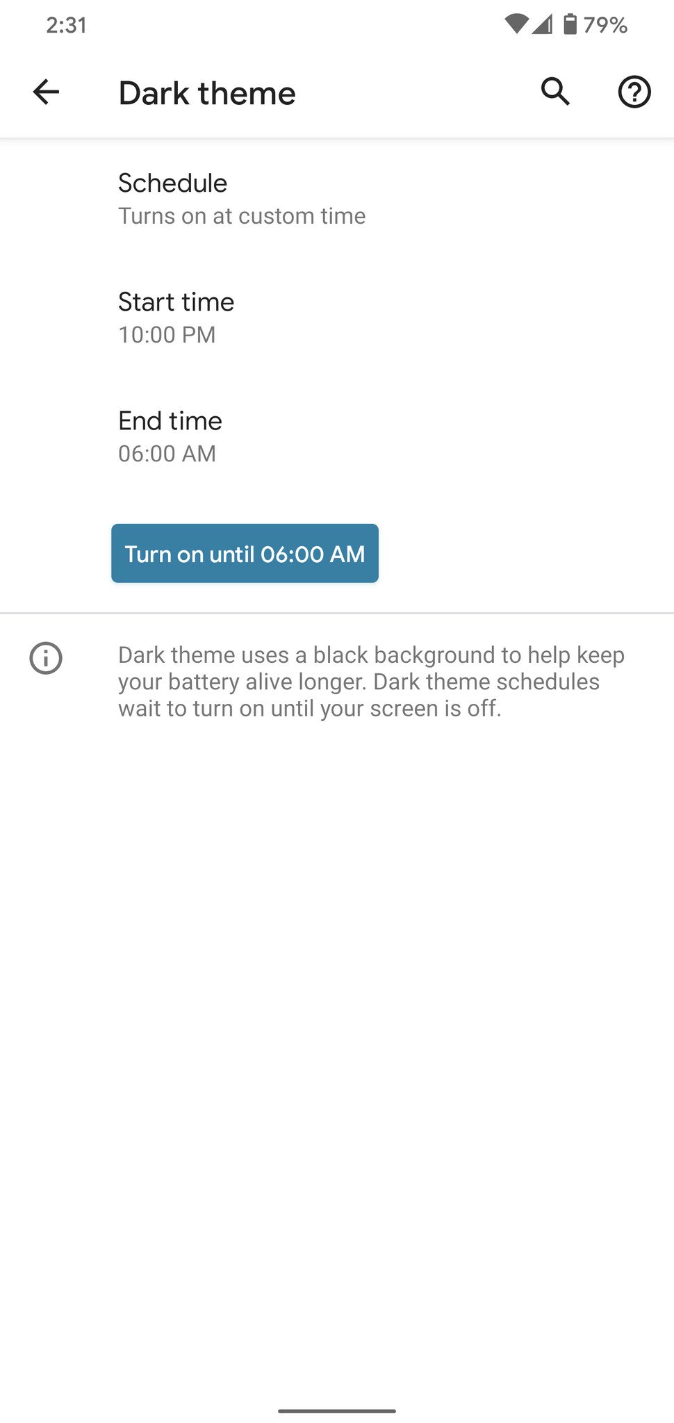 Android 11 dark theme