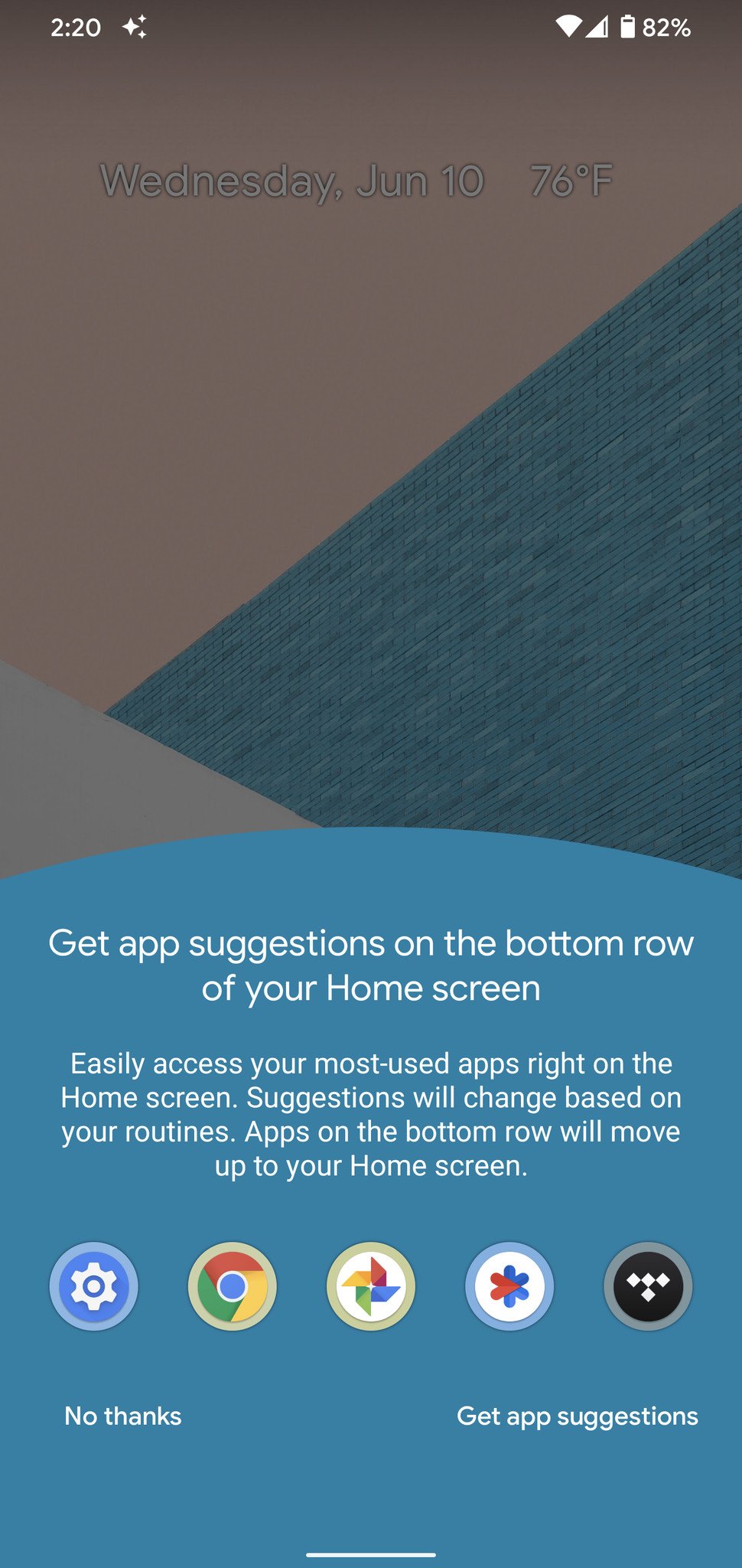 Android 11 home screen app suggestions