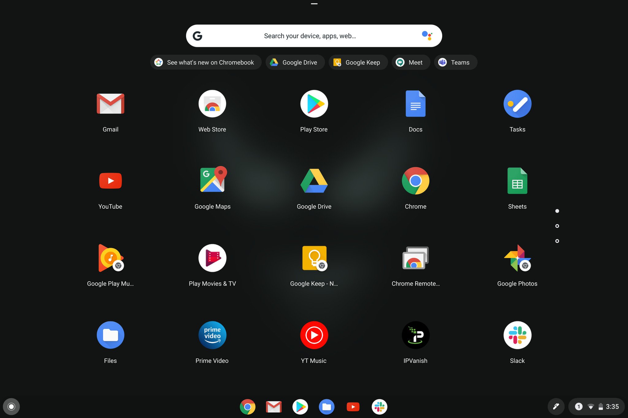 Chromebok Pixelbook Home Apps