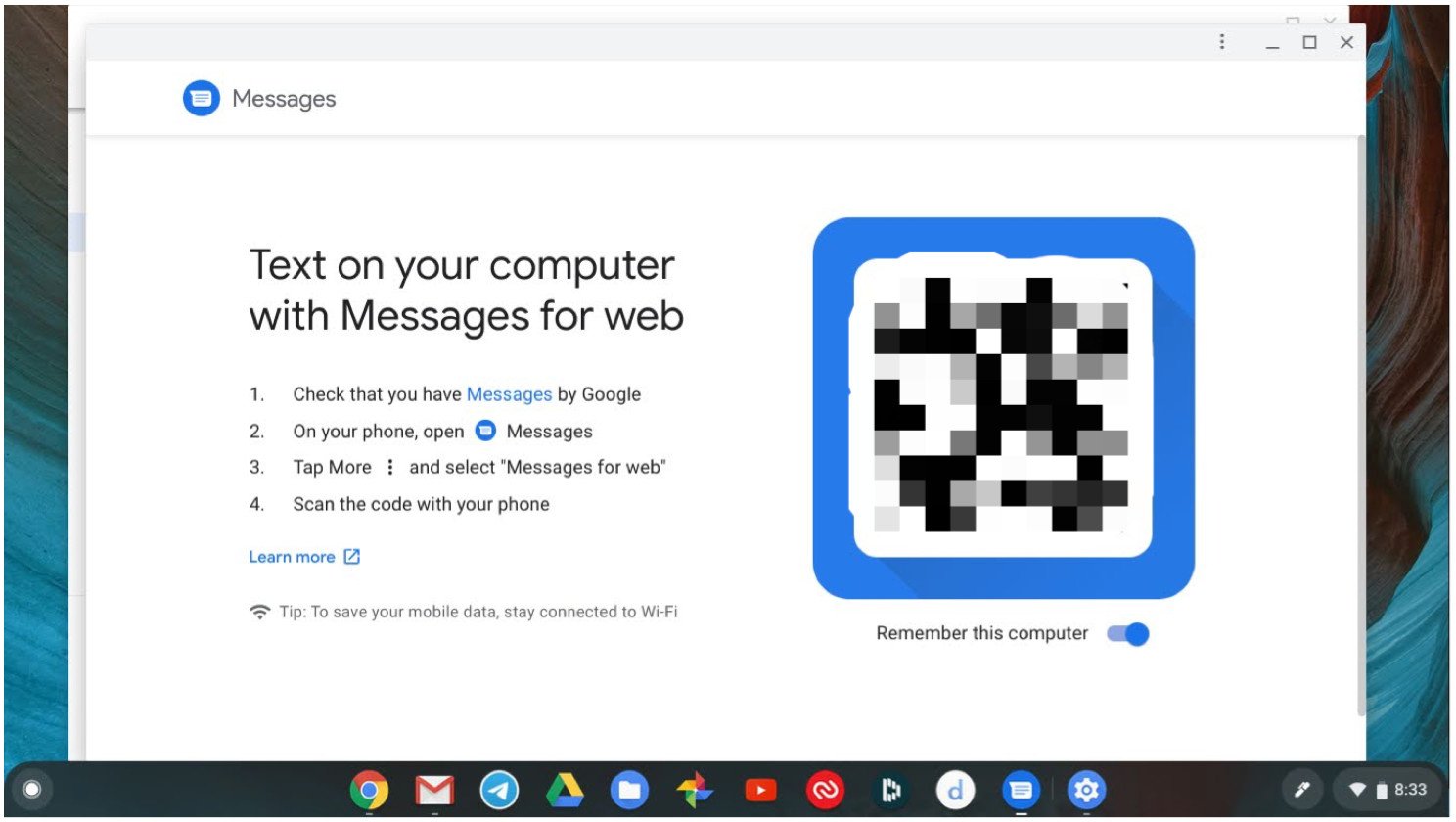 Connect Chromebook Android 9