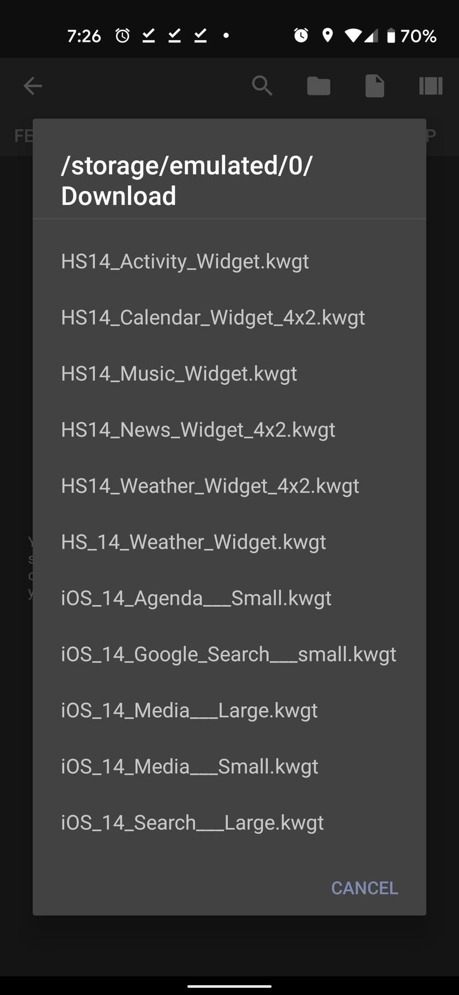 Loading a KWGT Preset From Downloads