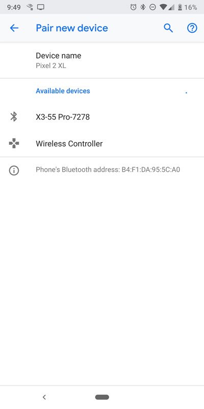 Android Bluetooth pairing menu