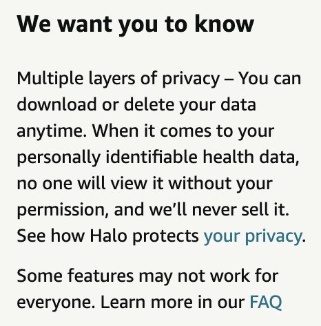 Amazon Halo privacy statement