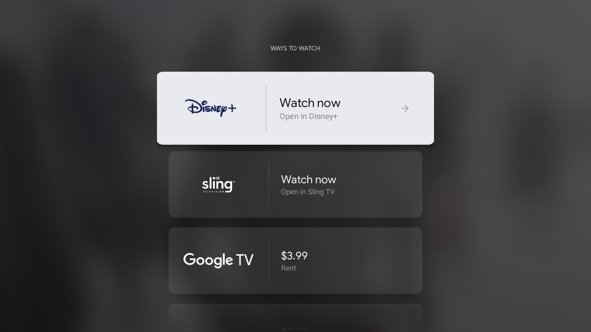 Google TV interface