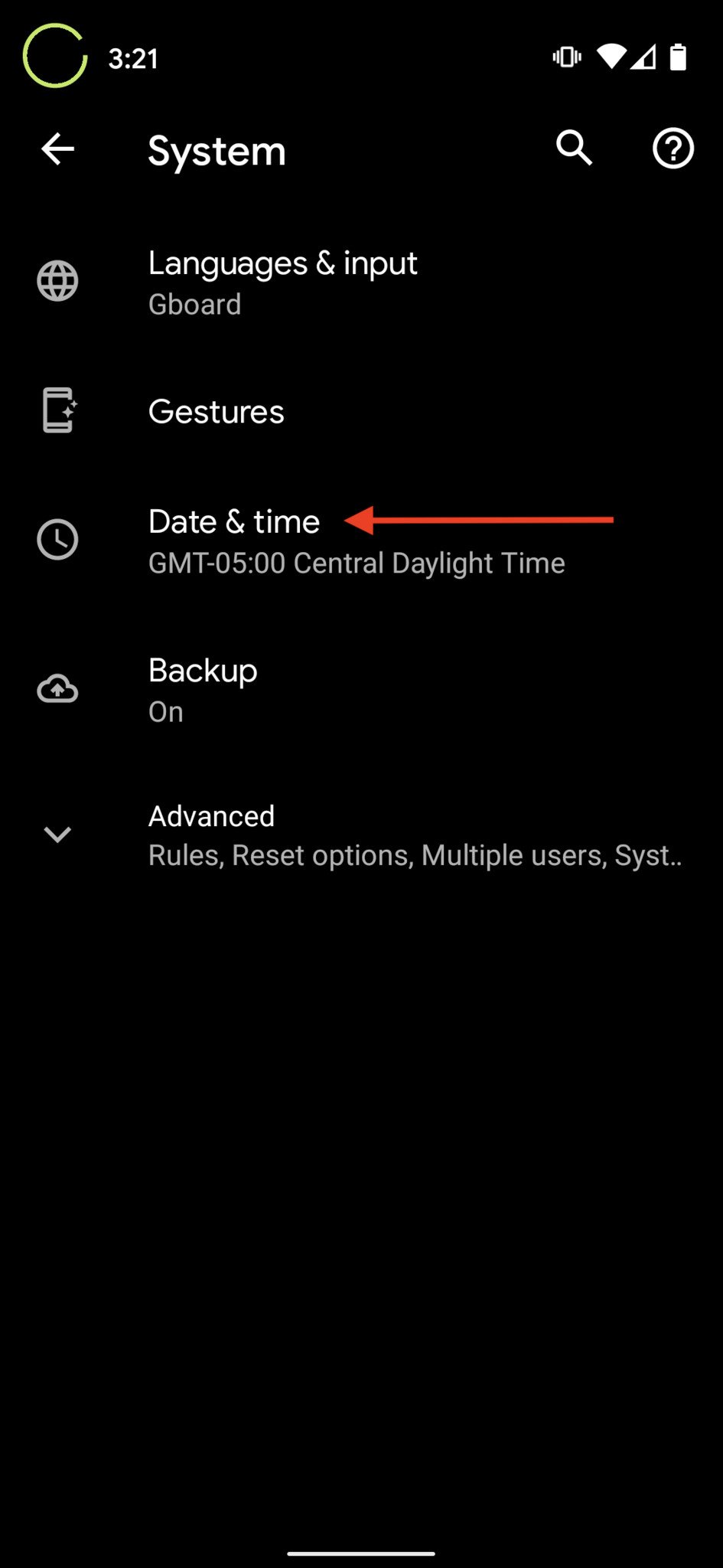 Android phone time change 2