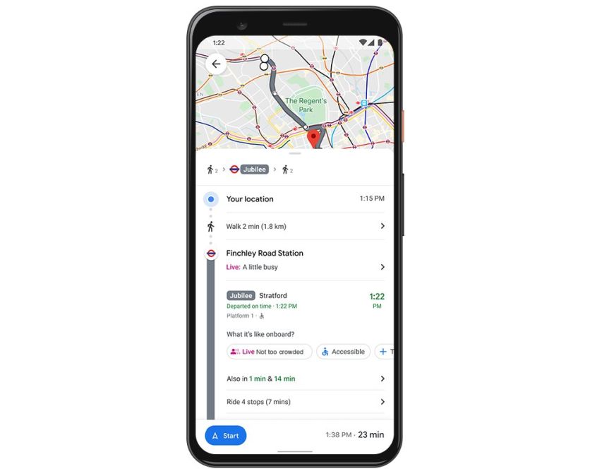 Google Maps Live Transit Crowdedness