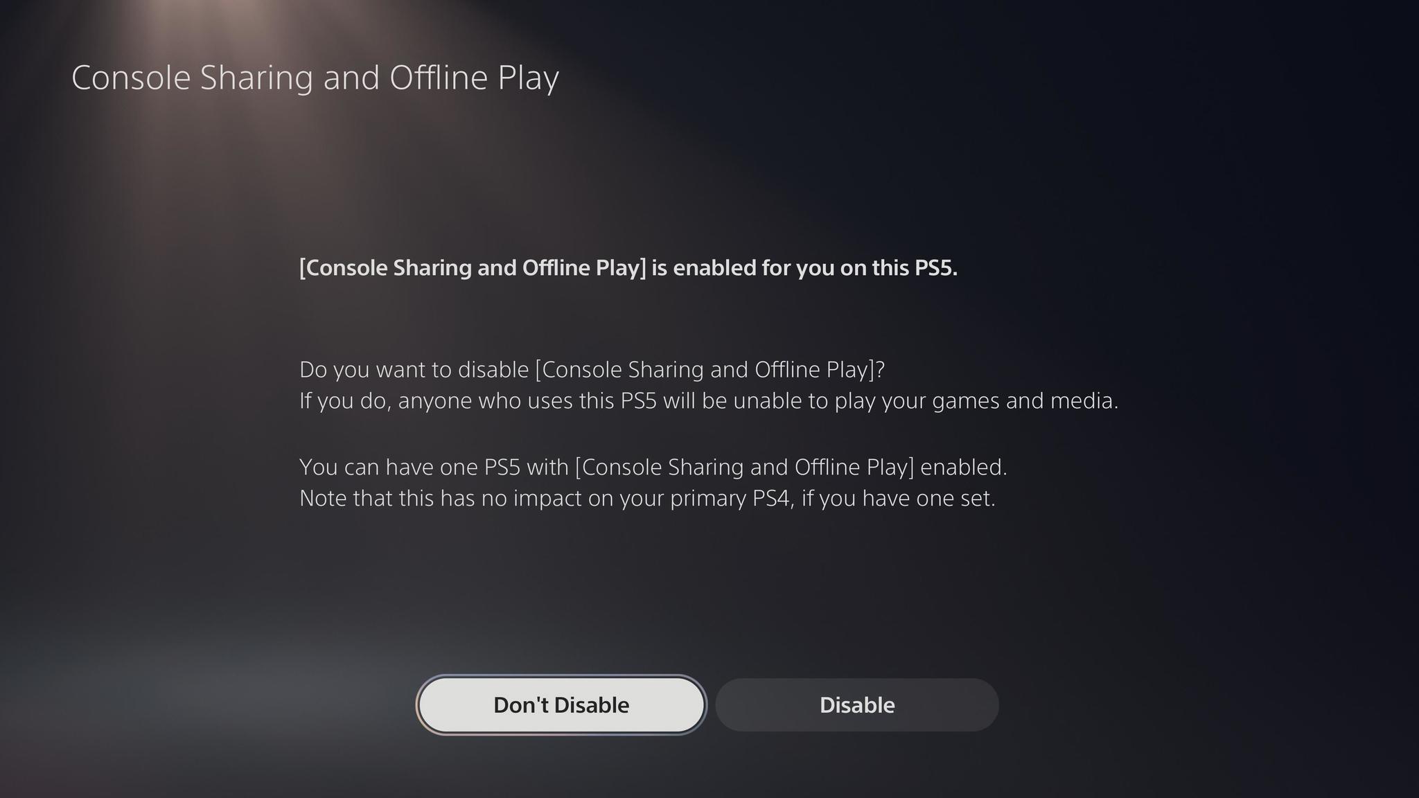 Ps5 Console Sharing Dont Disable