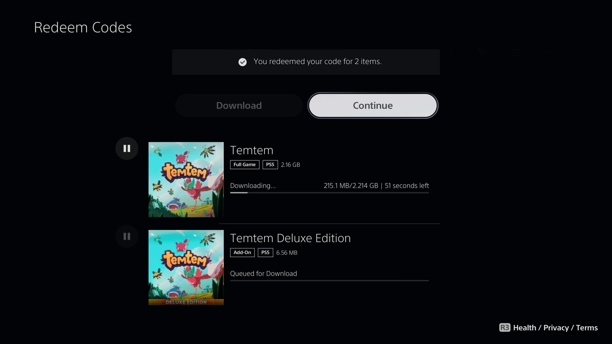 Playstation Store Downloading Redeemed Game