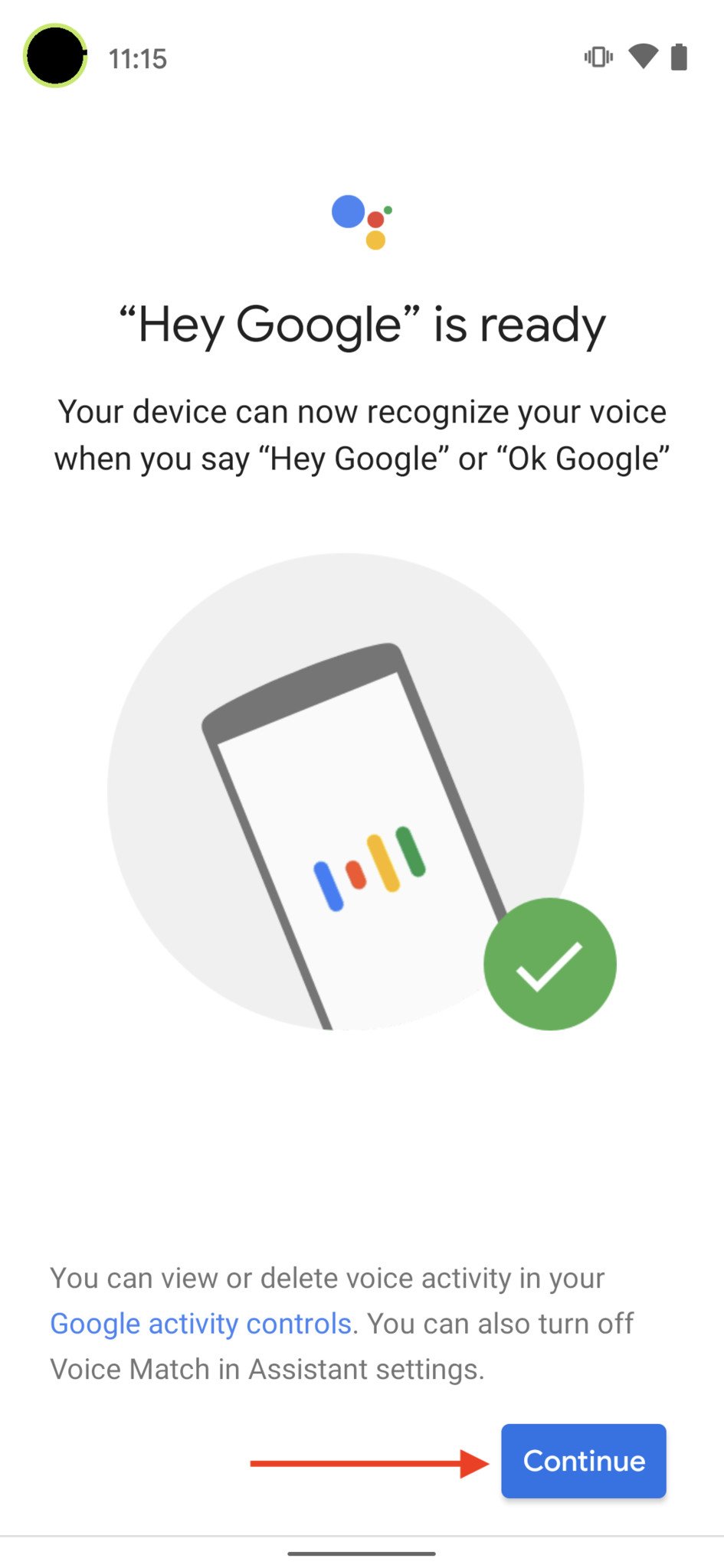 Set Up Google Assistant Voice Match Step 8