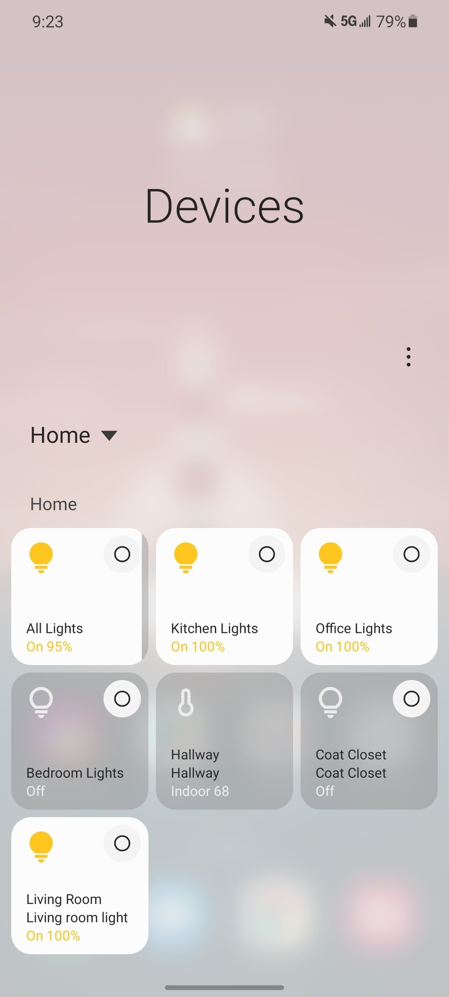 Android 11 smart home controls on a Samsung phone