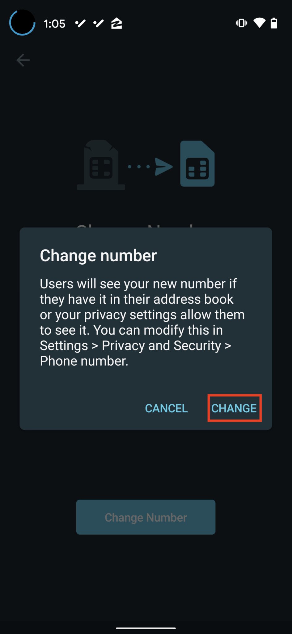 Change Telegram Phone Number Step 5