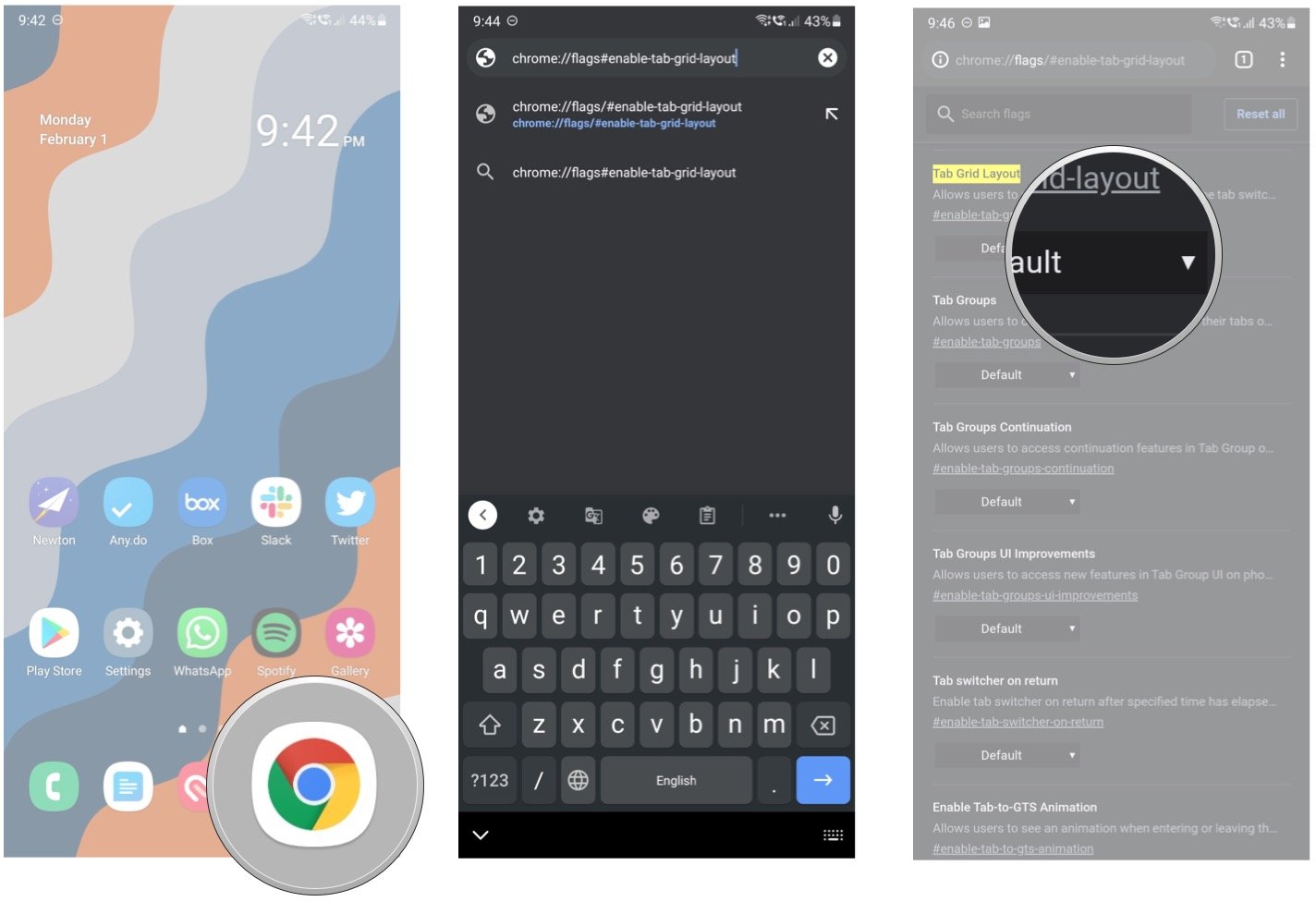 How to turn off grid view on Chrome for Android