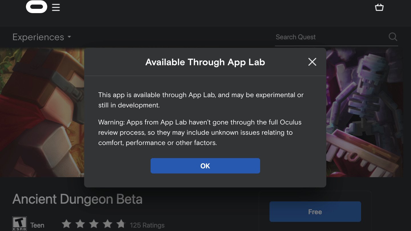 Oculus Quest 2 App Lab Oculus Store Page