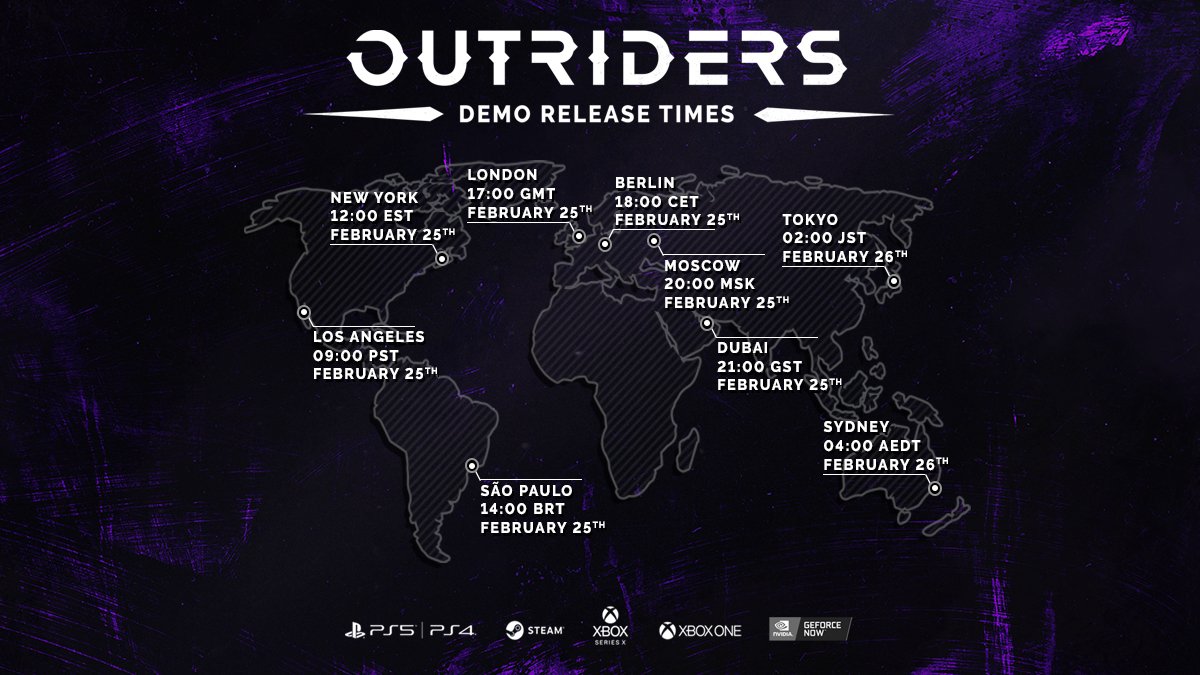 Outriders' demo times