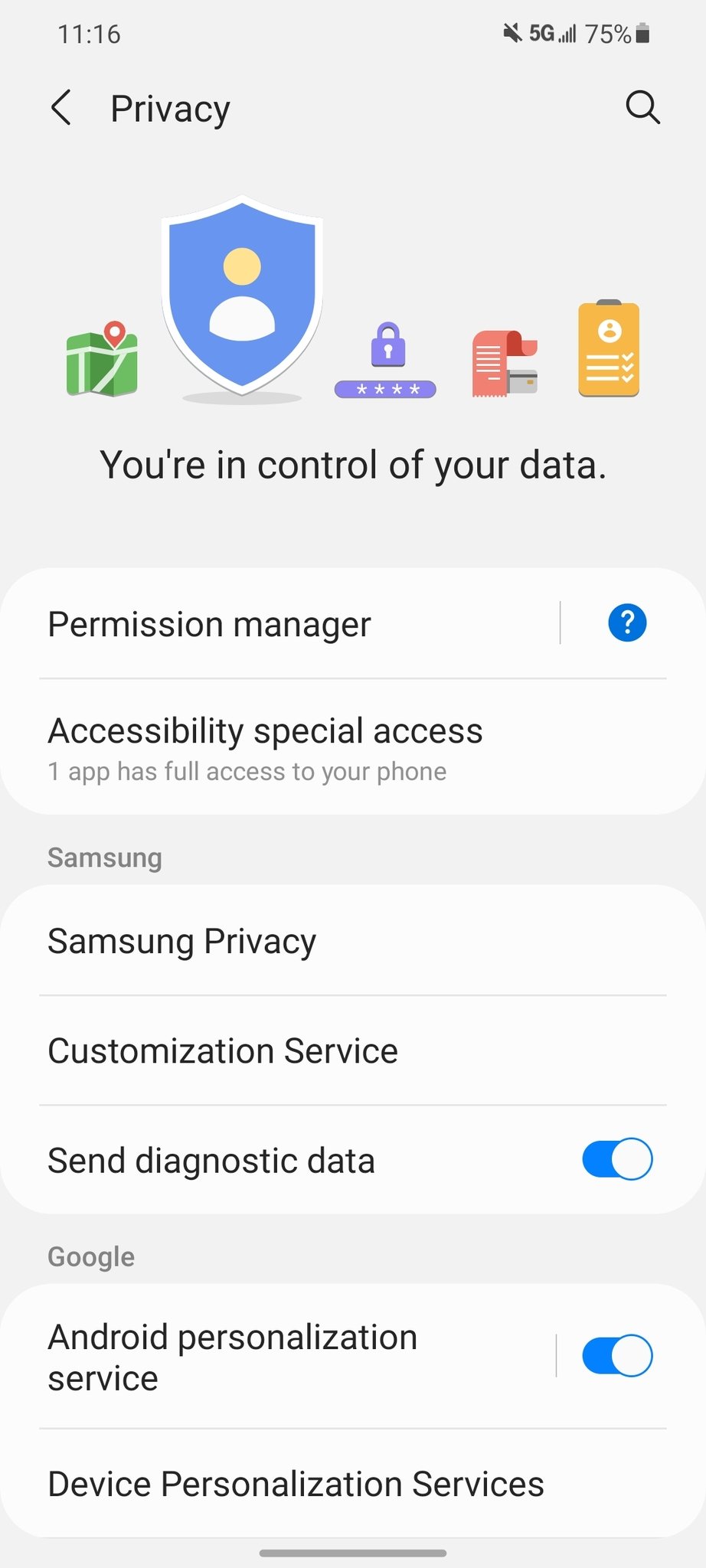 Turning off customized ads on a Samsung phone