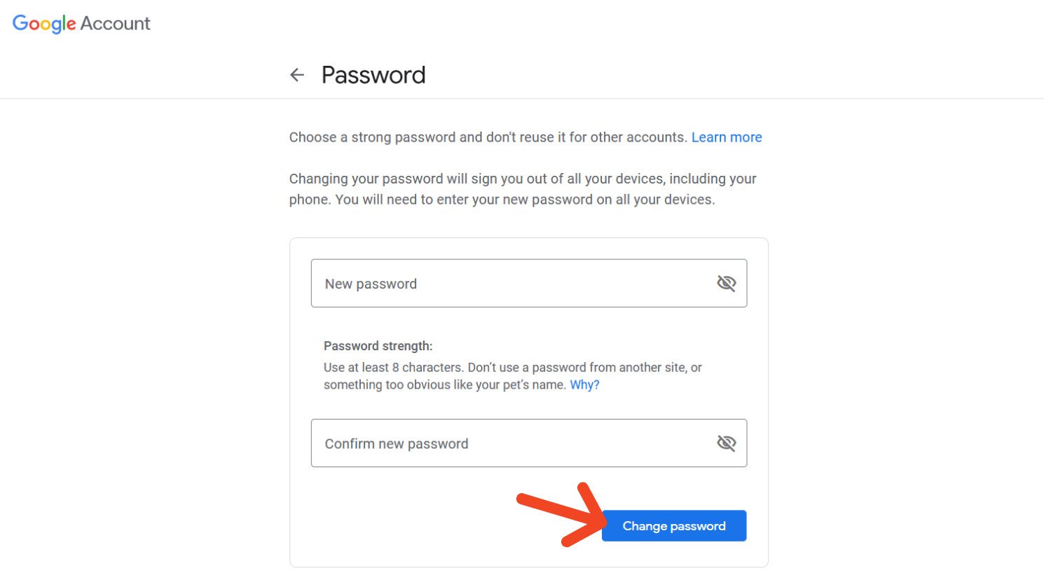 Change Google Password