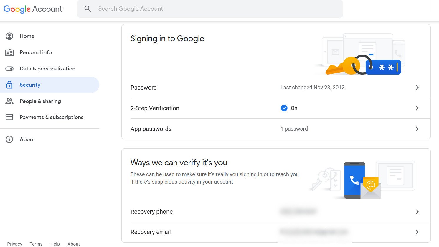 Make new Google account password
