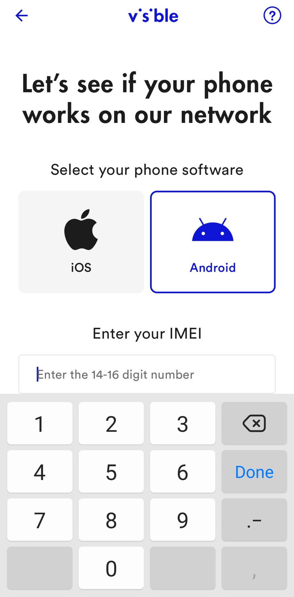Visible App BYOD IMEI