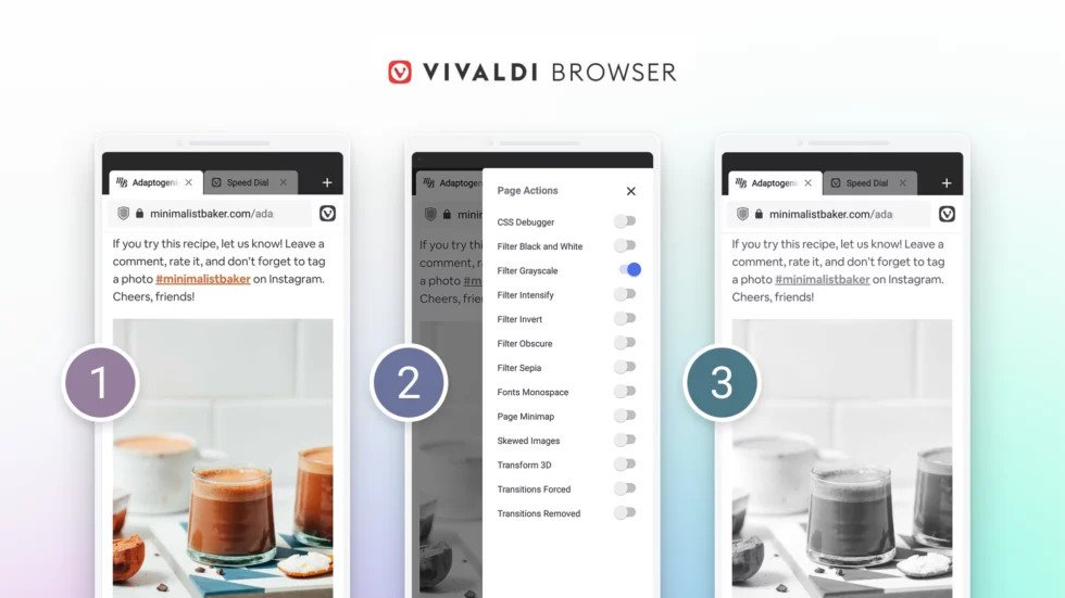 Vivaldi Browser Page Actions
