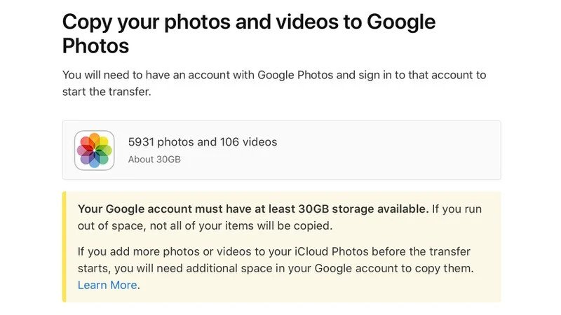 Apple Icloud Transfer Google Photos