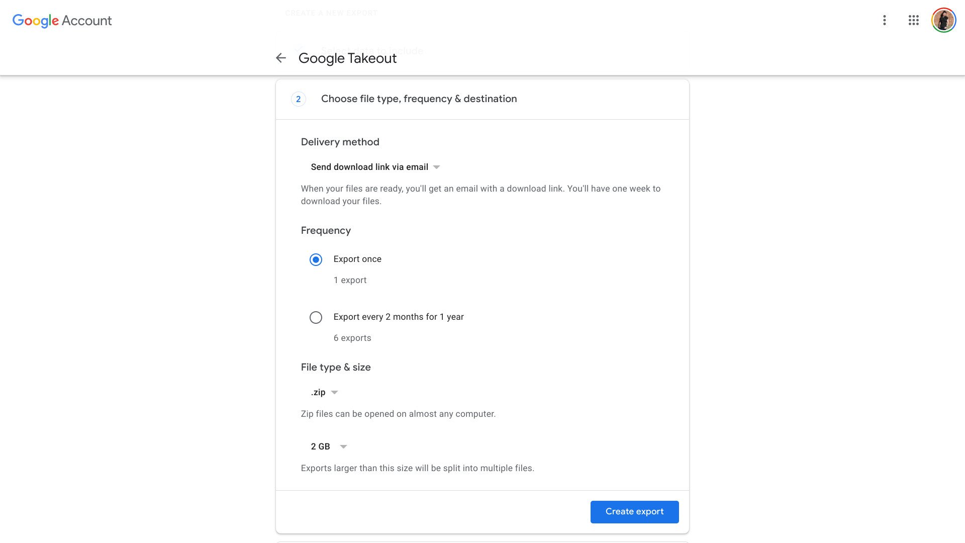 Exportação do Google Keep com Google Takeout