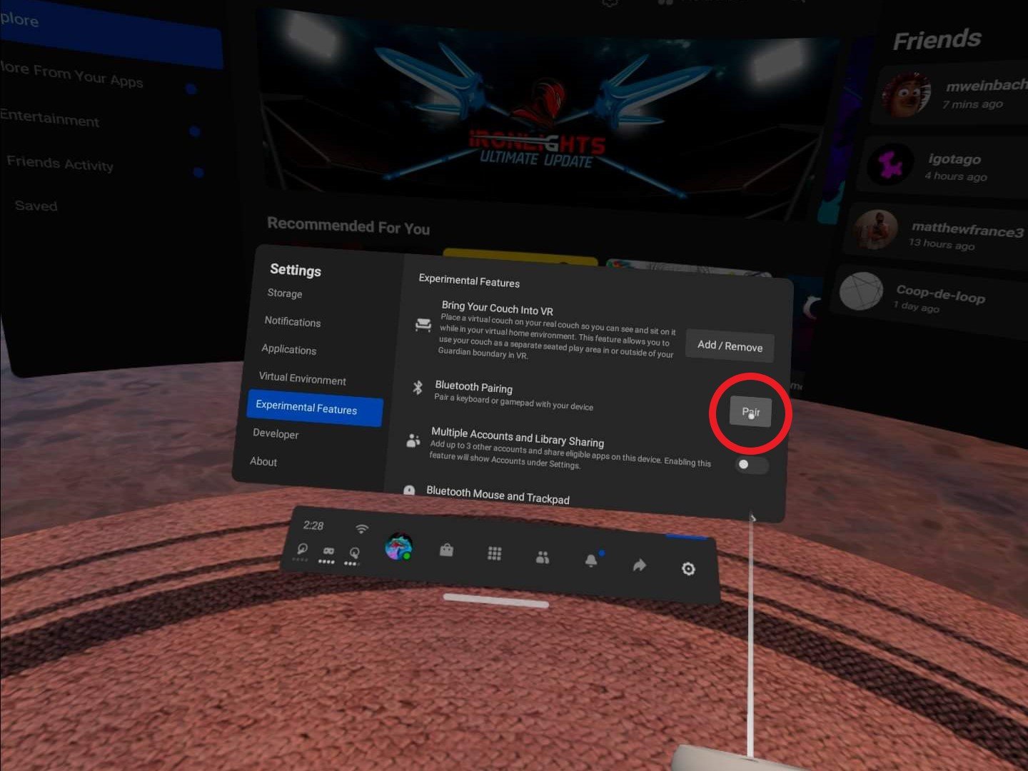 Oculus Quest 2 Screenshot Pair Bluetooth Device