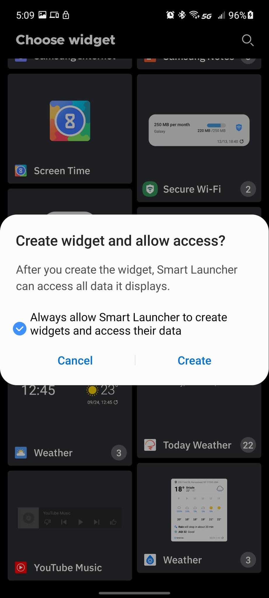 Add Widget in Smart Launcher