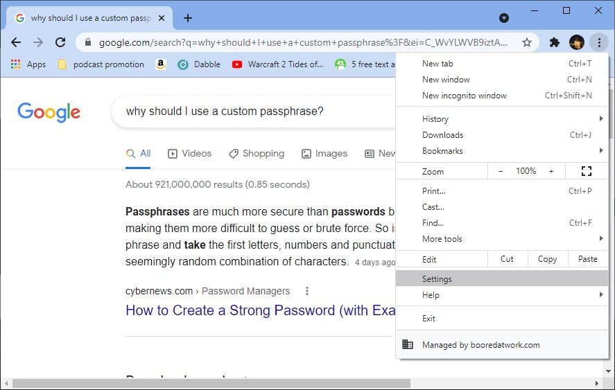 Chrome SS desktop sync password
