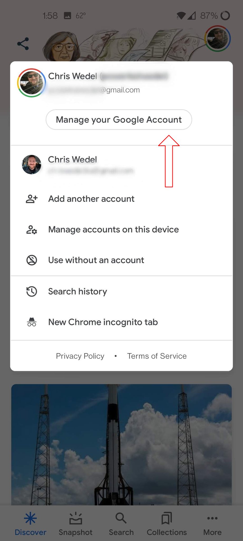 Google Account Privacy Screenshot