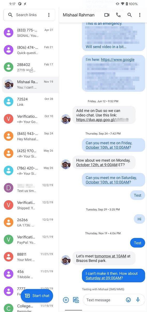 Google Messages Split Screen View For Tablets