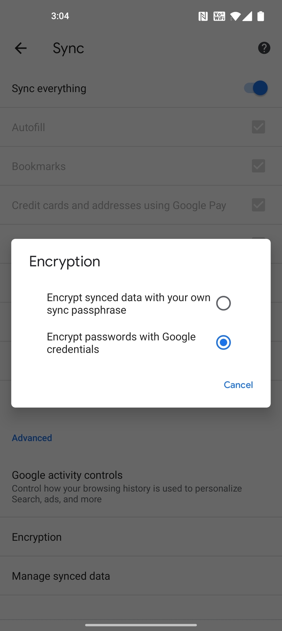 Chrome Ss mobile sync password
