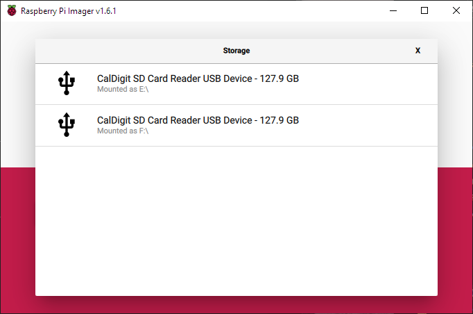 Raspberry Pi Image Storage Select