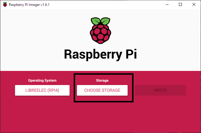 Raspberry Pi Imager Operating Storage Select