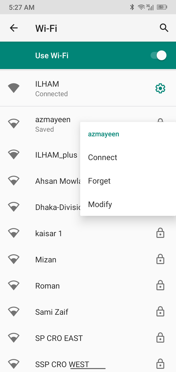 Wifi-instellingen Android-schermafbeelding