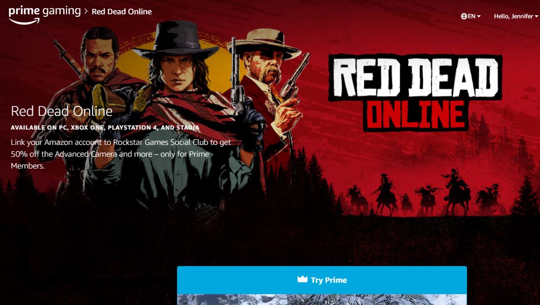 Amazon Prime Gaming Red Dead Online Savings