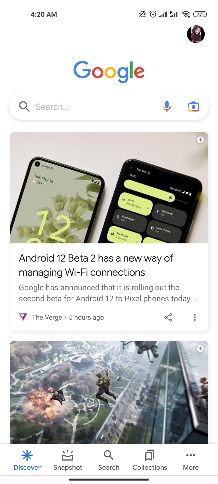 Android Google App Screenshot