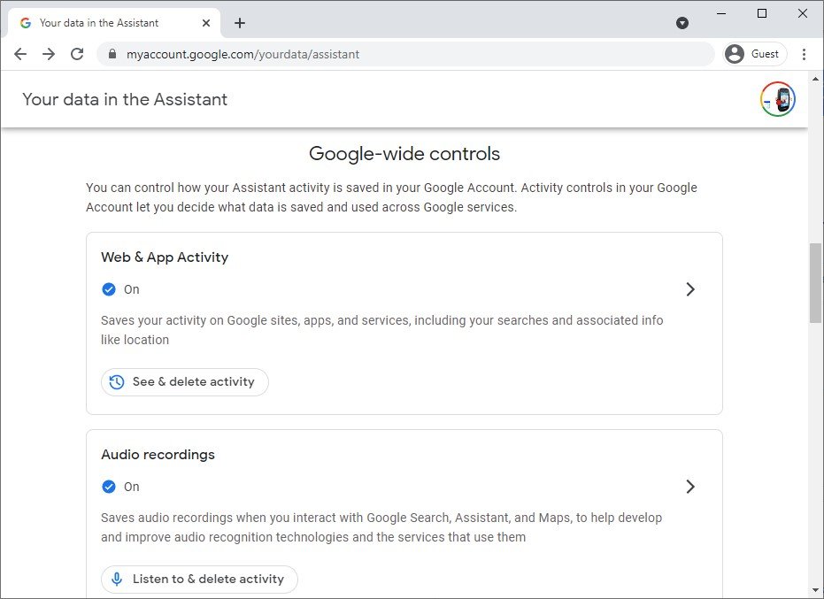 Delete Google Assistant Data Ss