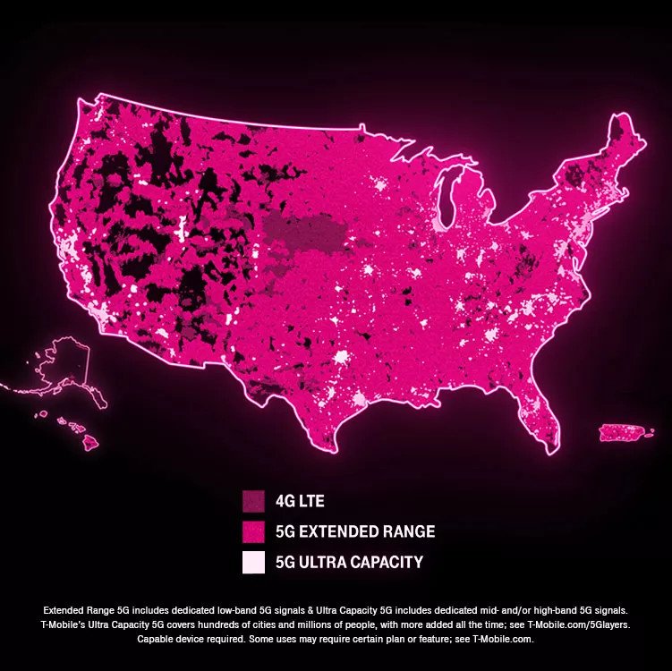 T-Mobile 5G comparison map