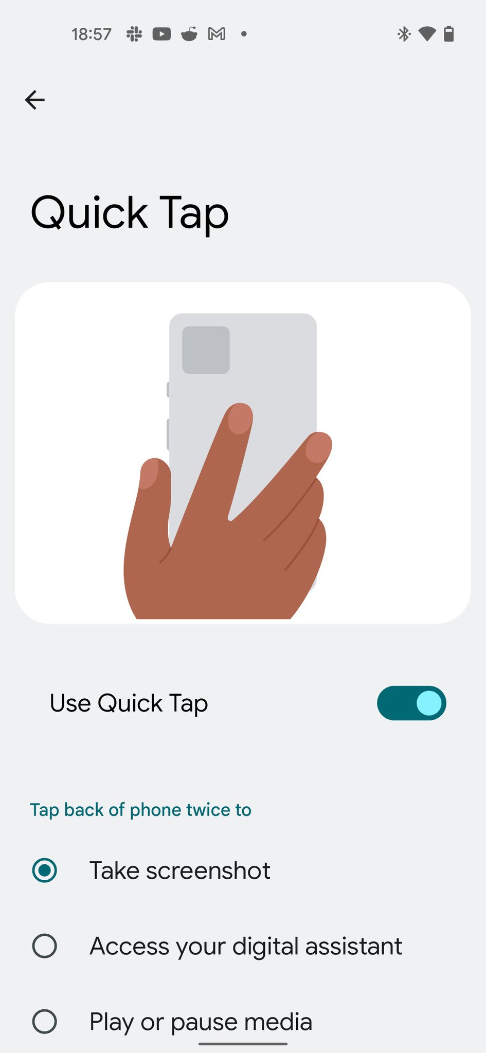 Android 12 Pixel Quick Tap