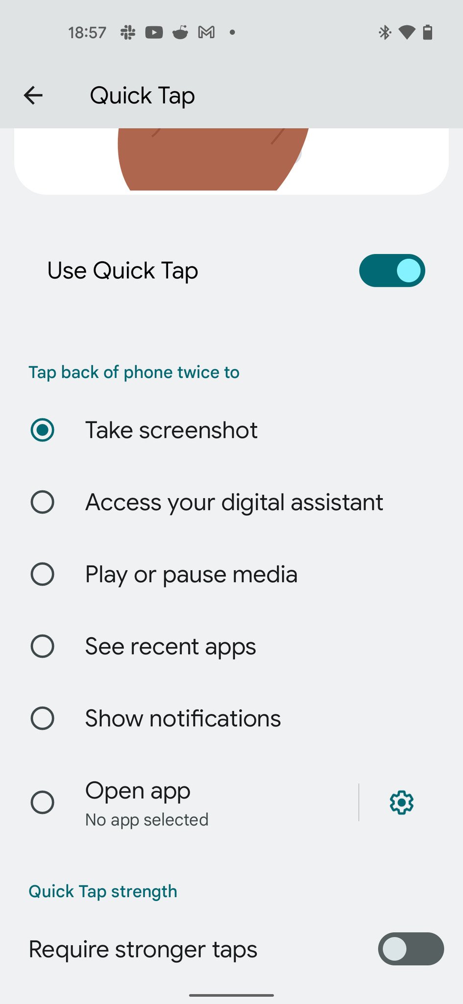 Android 12 Pixel Quick Tap