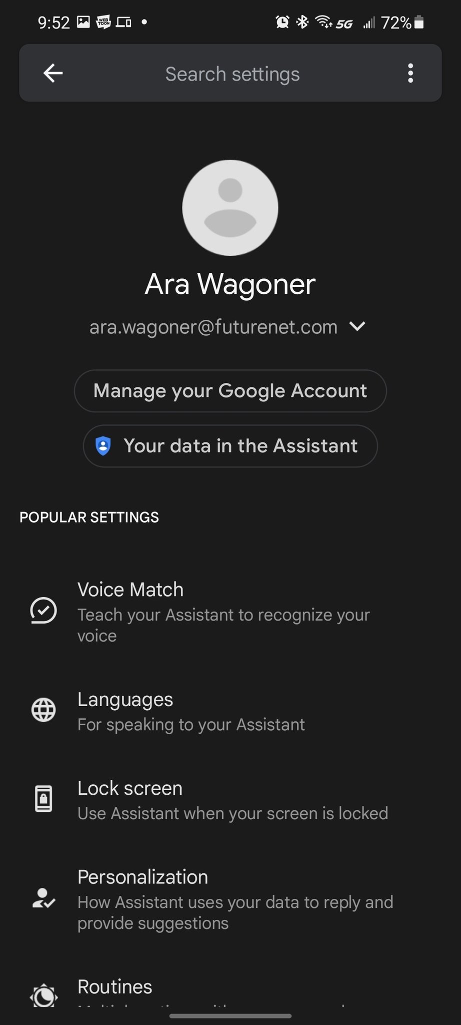 Google Assistant Settings In Google Assistant