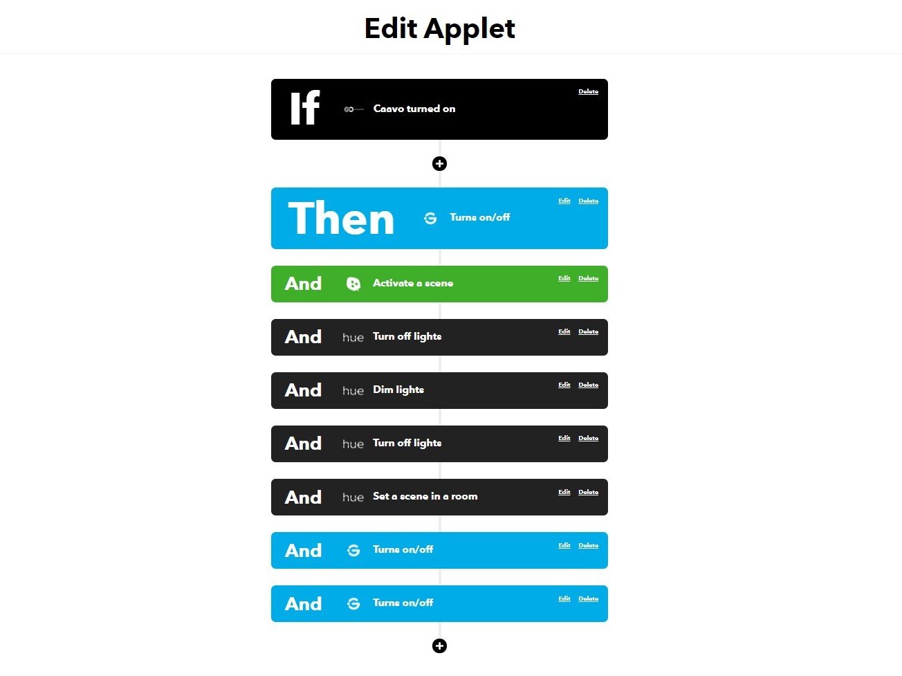 IFTTT Custom Lighting Applet On Screenshot