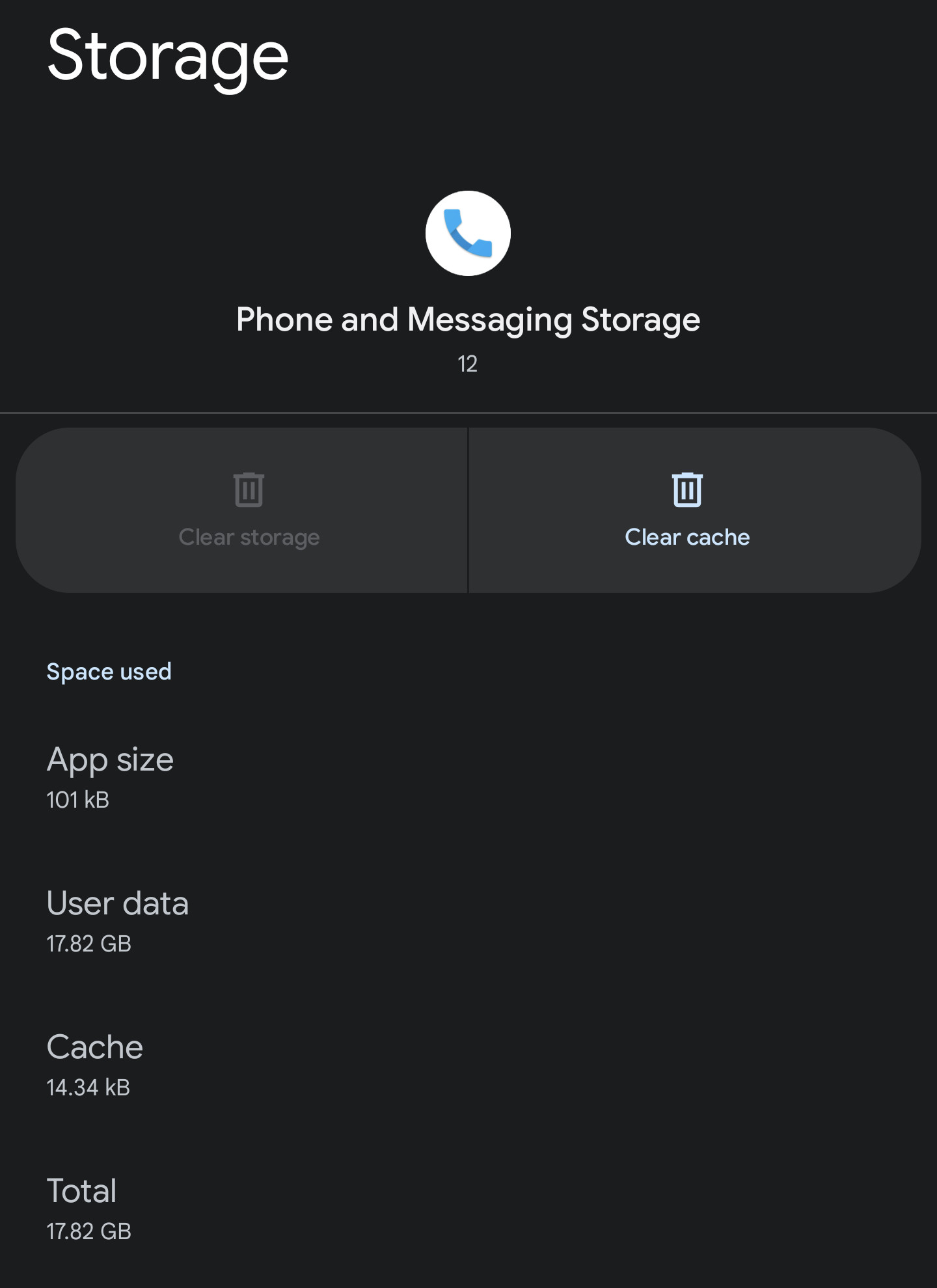 Phone And Messaging Storage App Screenshot