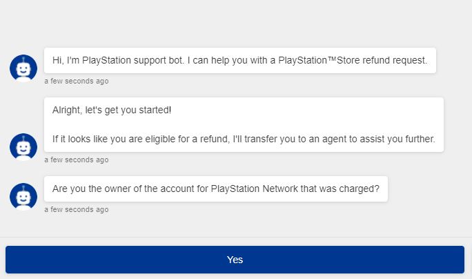 Playstation Refund Request Chat