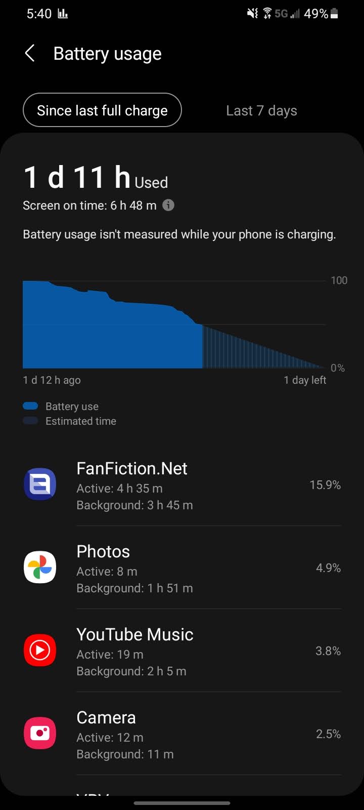 Samsung Galaxy A42 5g Battery Screenshot