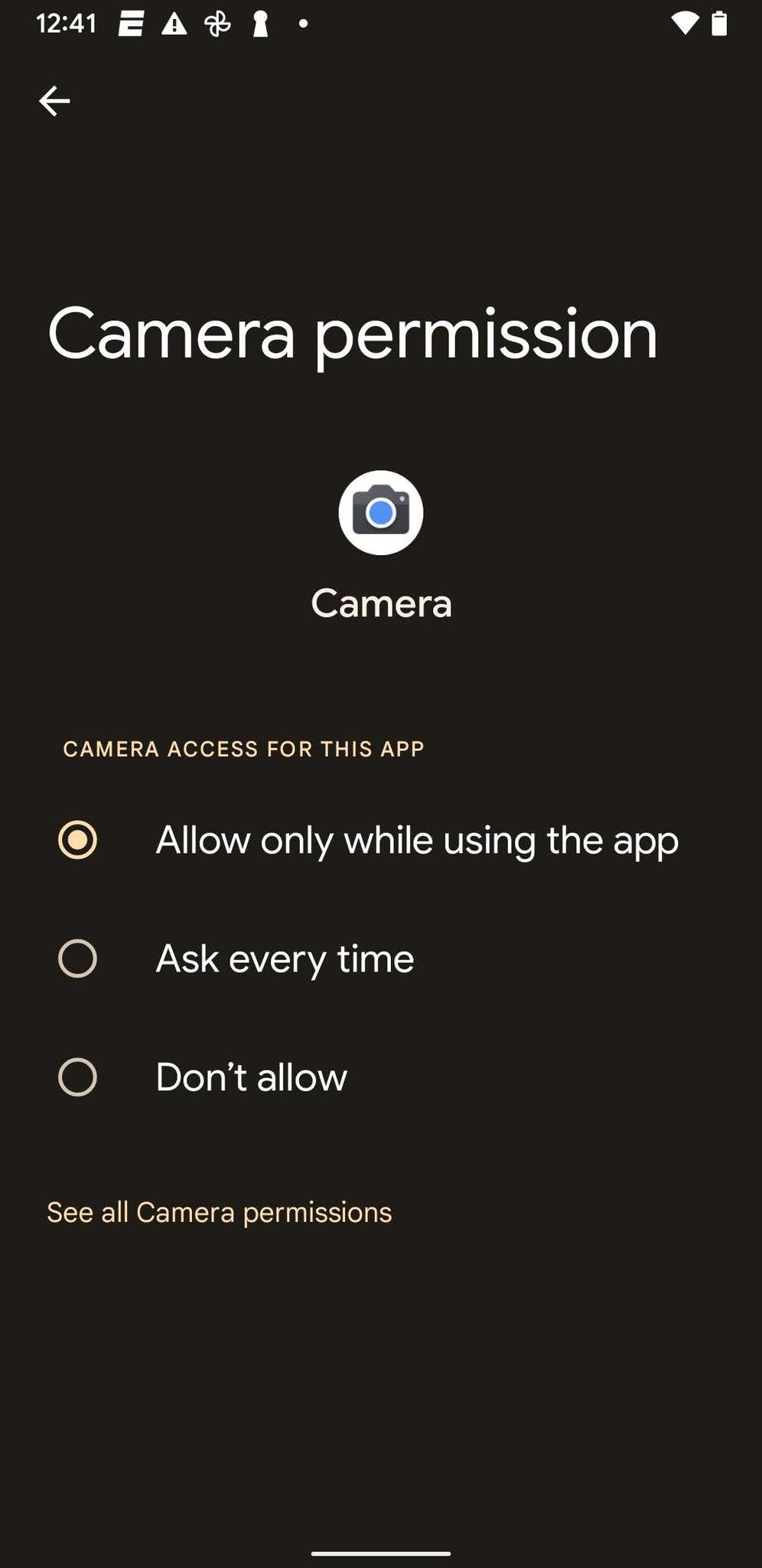 Android App Permissions Screenshot