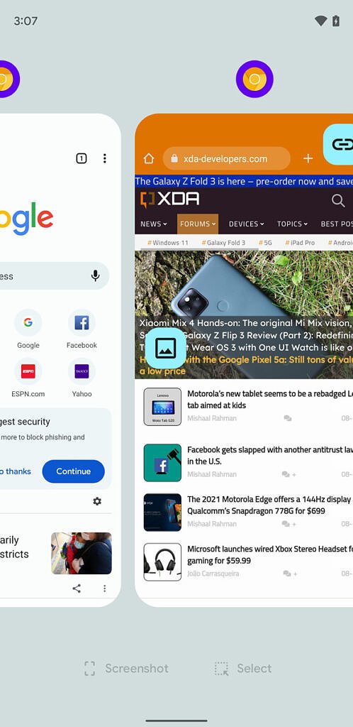 Google Chrome Multiple Windows Recent Apps Overview